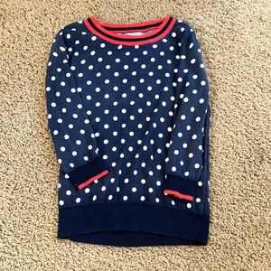 J. Crew Polka Dot Sweater Navy Red Small